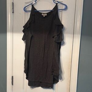 Sweet Lovely Black Ruffled Cold Shoulder Blouse Women’s 1X NWOT